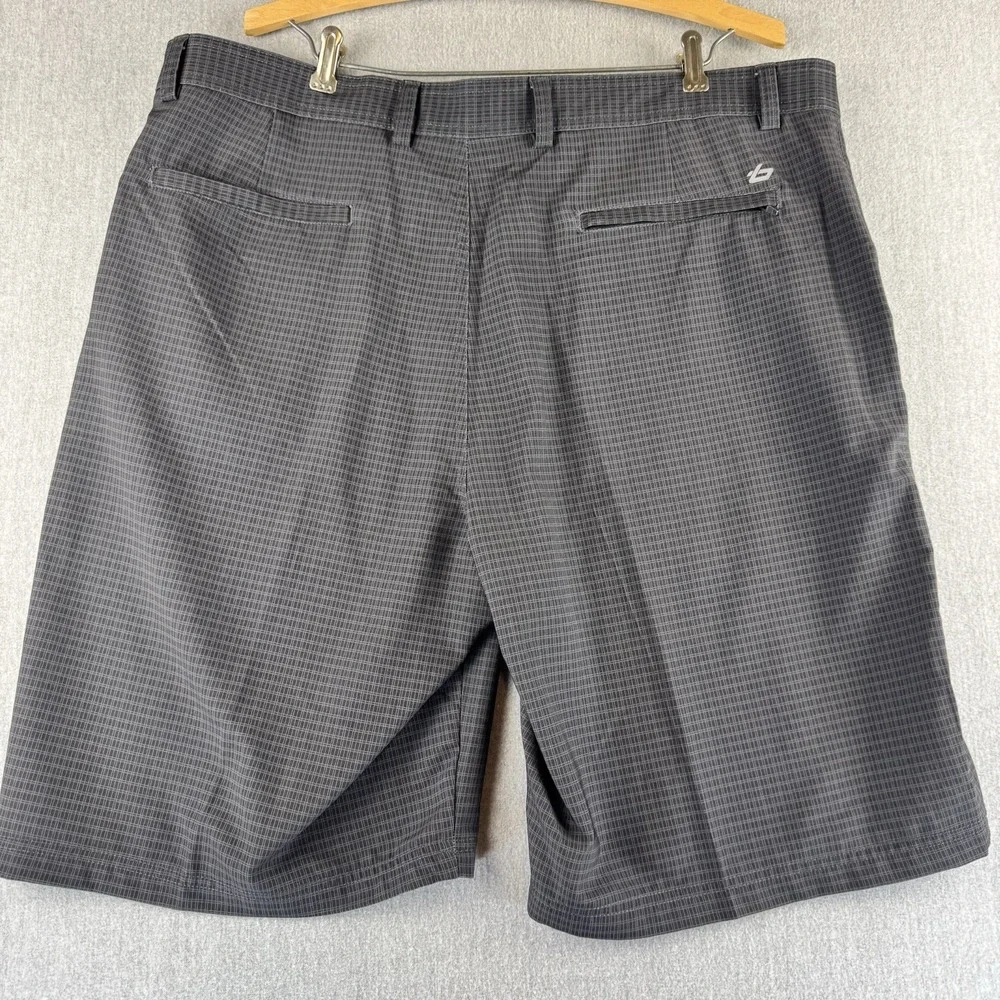 Bolle‎ Golf Tech Shorts Mens 40 Gray Plaid Stretch Bermuda Casual Flat
